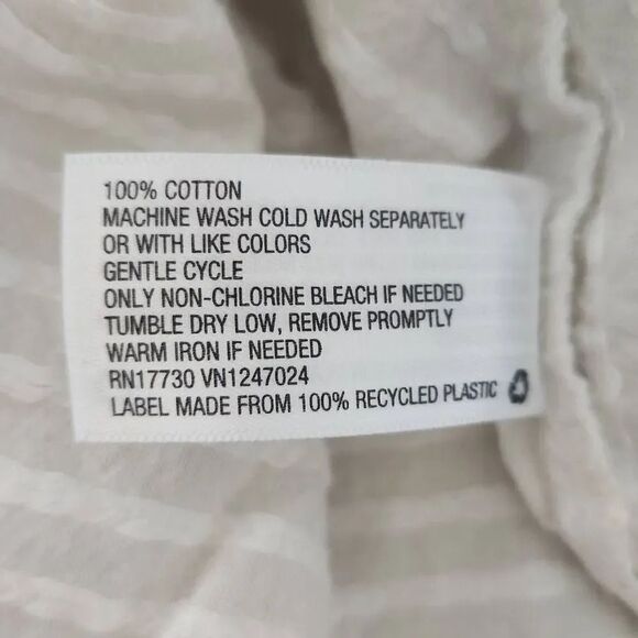 Goodfellow &Co Men's Size XL Cream Stripe Pattern Short Sleeve Button Down Shirt - Picture 4 of 5